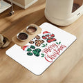 Dog Christmas Dog Food Mat–Christmas Stocking Absorbent Quick Dry Feeding Placemat for Food and Water Bowls, Non Slip Rubber Backing, Waterproof Pet Supplies for Mess-Free Eating 12"x20"