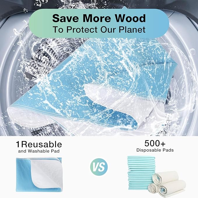 Washable Waterproof Underpads, 24" x 18" (3 Pack) Reusable Incontinence Pads for Chair, Bassinet, Crib, Car Seat, Sofa, Wheelchair, Small Size