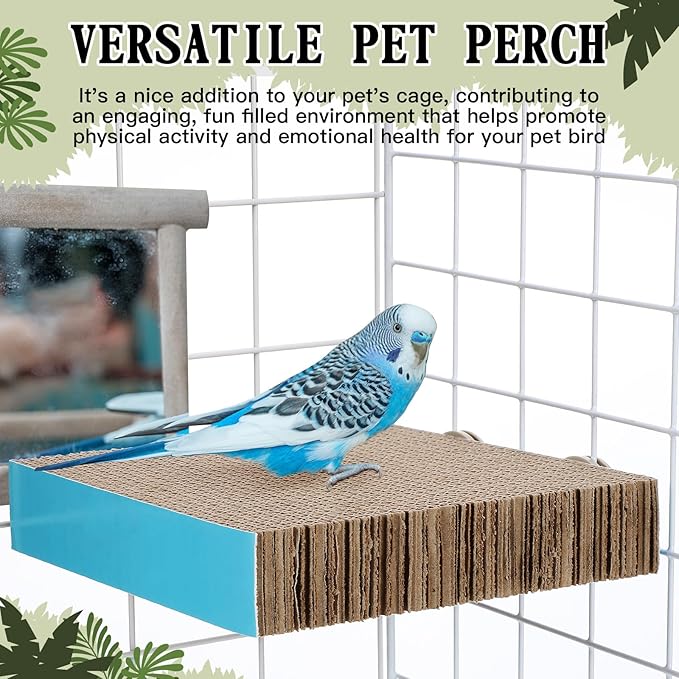 Skyygemm 2 Pieces Parrot Toy Bird Chew Cage Accessories Flat Perch Bird Paw Grinding Stand Parrot Cage Playground for Macaws, Small Parakeets, Conures, Budgies, Finches Conure Cockatiel(Large)
