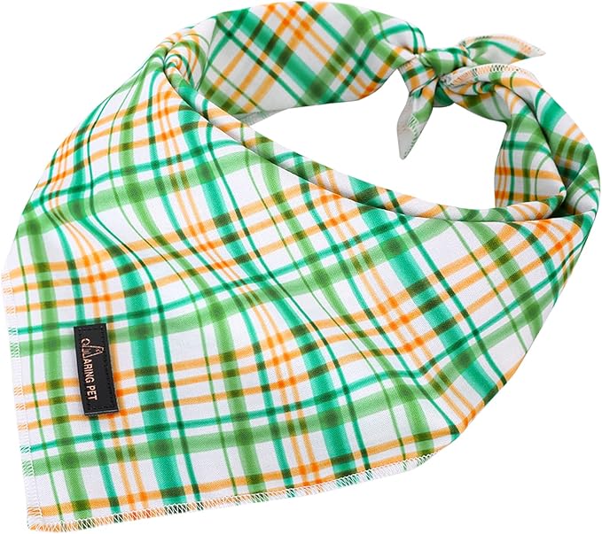 ARING PET Dog Bandana, Cotton Green Plaid Pet Bandanas, Soft Comfortable Cute Triangle Bibs Scarf for Small to Large Boy Girl Dogs and Cats