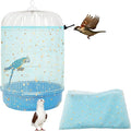 Bird Cage Cover, 45-90'' Adjustable, Universal Nylon Mesh Net, Bird Cage Skirt Guard, Blue