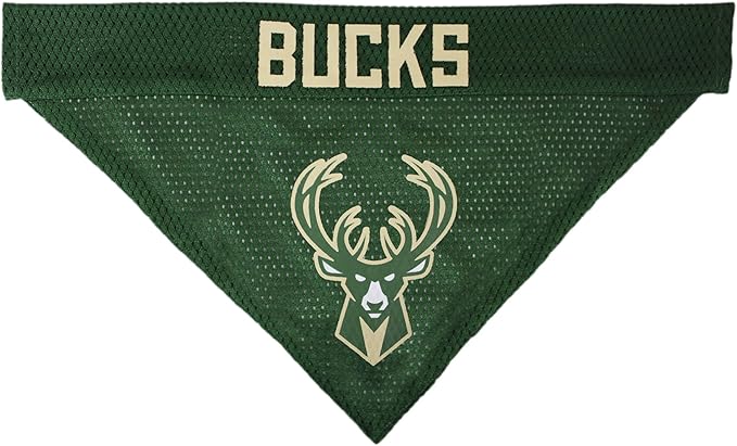 Pets First NBA Dog Bandana - Milwaukee Bucks Reversible Pet Bandana. 2 Sided Home & Away Sports Bandana with a PREMIUM Embroidery TEAM Logo, Large/X-Large