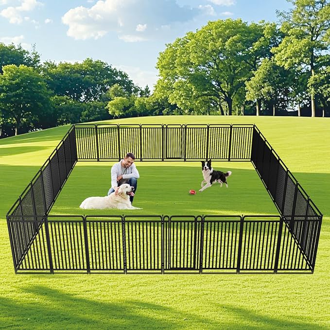 New Thickened Version Dog Playpen, 40 Inch Dog Fences for The Yard, Portable Outdoor Dog Playpen for Large/Medium/Small Dogs, Foldable Metal Dog playpen, with Doors (8 Panels, 40 Inch)