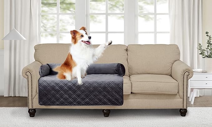 Brilliant Sunshine Premium Calming Dog Bed Mat, Silky Velvet, Removable Washable Cover, Cushion Protector and Couch Covers for Dogs, Pets, Cats, Large, Grey