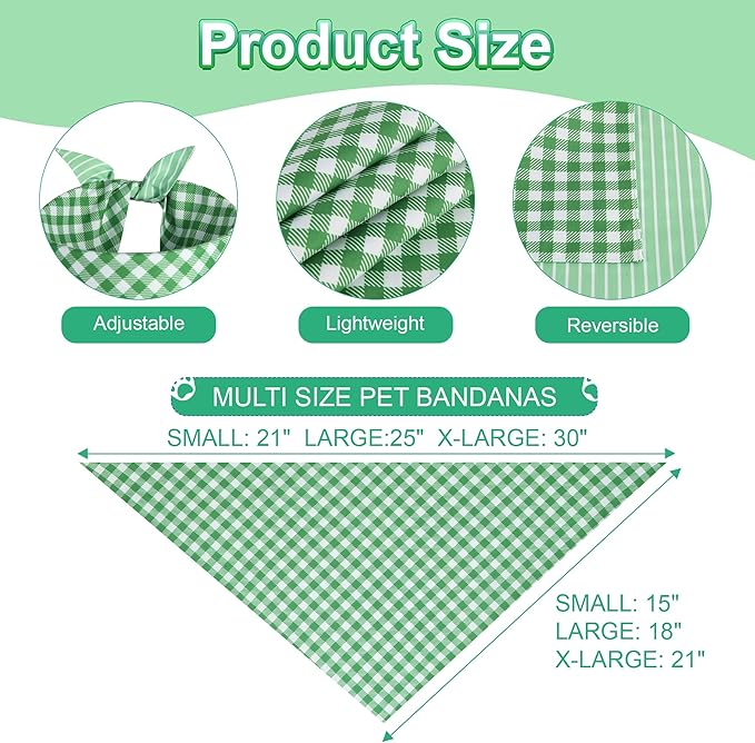 Dog Bandana Green Small 1PCS, Summer Spring Scarf for Boy and Girl, Durable Triangle Reversible Bibs Handkerchief for Puppy Pet