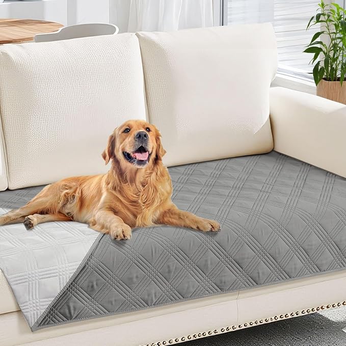 hyha Waterproof Dog Blanket, Reversible Pet Bed Blanket, Soft Sofa Couch Cover for Dogs Washable, Waterproof Pet Couch Covers for Sofa Puppy Cats Furniture Protector(30"x70", Grey/Light Grey)