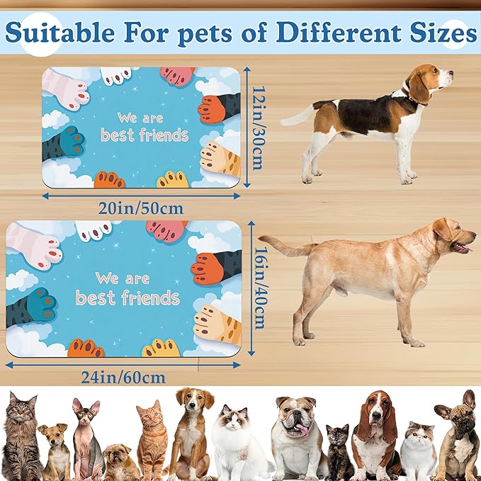 Cat Paw Pet Feeding Mat–Christmas Stocking Quick Dry Absorbent Dog Cat Food Mat, Non Slip Waterproof Bowl Placemat for Messy Eaters, Pet Accessories for Floors 16"x24"