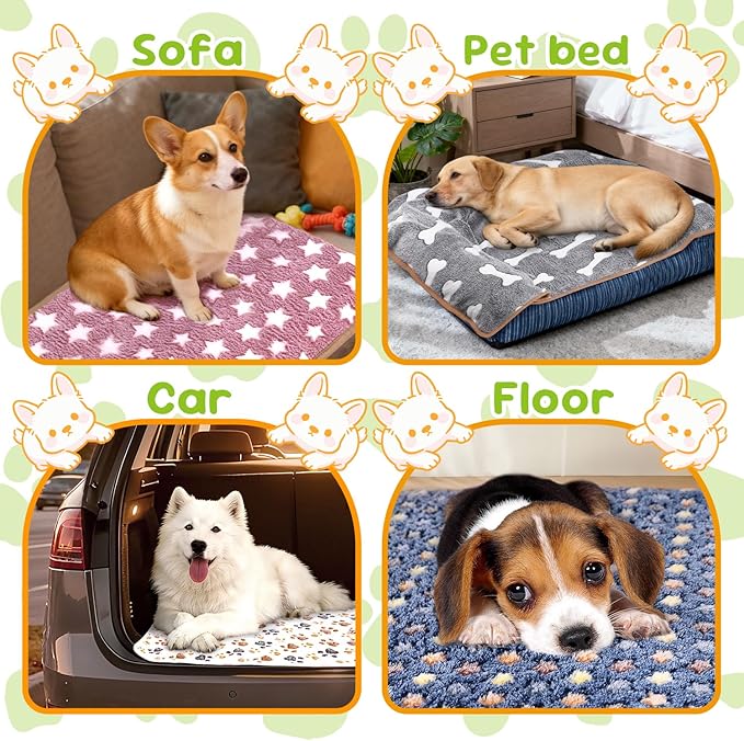6 Pcs Dog Blanket Super Soft Pet Puppy Blankets Calming Dog Blankets for Small, Medium Large Dogs Warm Sleep Mat Washable Dog Blanket for Puppy Cat (36"×24")