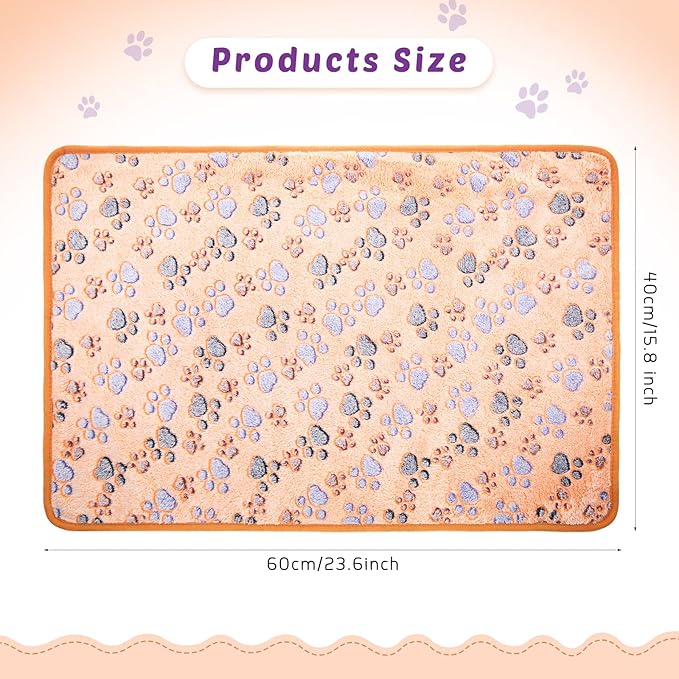 Tegeme 8 Pcs Fleece Dog Blankets for Small Dogs Cat Soft Coral Velvet Warm Sleep Mat Fluffy Dog Paw Print Blanket for Kitten Doggy Small Animal(24 x 16 Inch,Mixed Color)