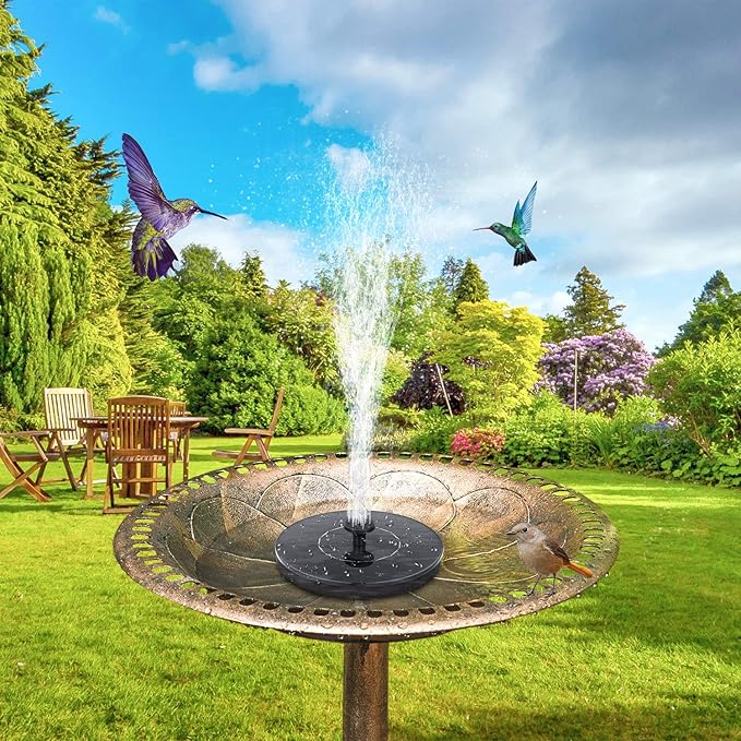 Mademax Solar Bird Bath Fountains Pump, Upgrade 1.4W Solar Fountain with 6 Nozzle, Free Standing Floating Solar Powered Water Fountain Pump for Bird Bath, Garden, Pond, Pool, Outdoor
