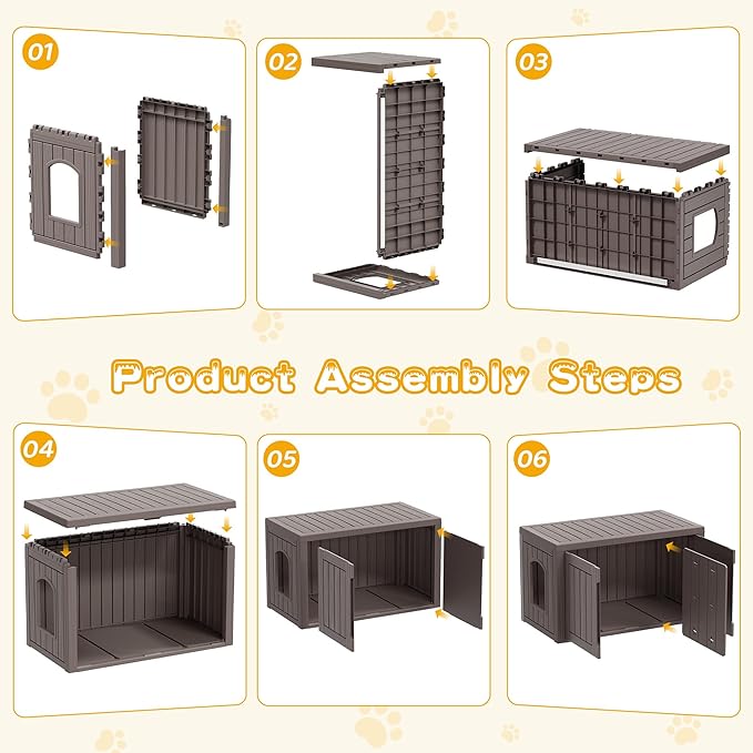 Cat Litter Box Enclosure, Multi-Functional Hidden Enclosed Litter Box Furniture with Adjustable Partition, Indoor Outdoor Cat House Weatherproof, Side Table, Easy to Clean & Assemble, Gray