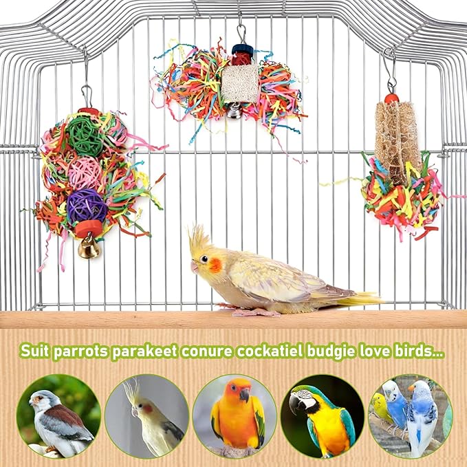 Morezi Bird Swing for cage Parakeet Parrot Swing Wood Ladder Toy Accessories Play Gym Budgie Perch Hammock Budgerigar Conure Cockatiel mynah Finches Toys for Small Medium Breeds