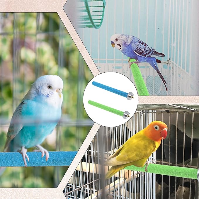 Bird Perches for Cage, 2 PCS Parrot Perch Bird Cage Perch Toy Paw Grinding Stick Cages Wooden Grinding Claw Sticks Sanded Surface Cages Toy for Parakeets Finches Parakeet Toys Birdcage Accessories