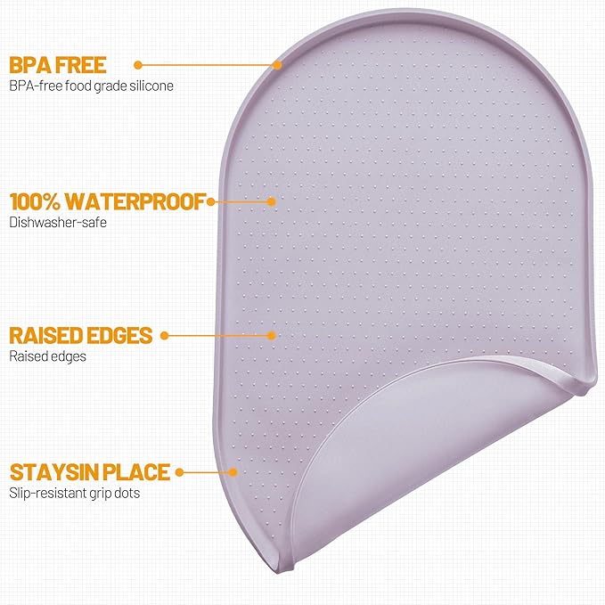 Hubulk 100% Waterproof Silicone Pet Feeding Mat with Raised Edge for Food and Water, Dog Bowl Mats, Cat Bowls Placemat with High Lip Protects Floor for Cats and Dogs (Dove, 19" L x 12" W)