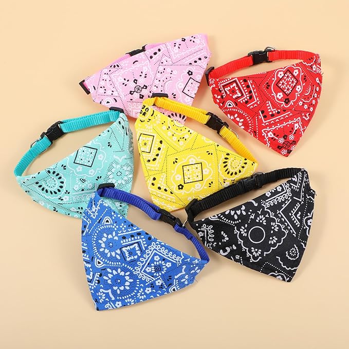 6 Pcs Cat Bandana, Adjustable Pet Bandana Collars for Cats and Small Dogs, Multi-Color Suitable for Neck Circumference 22-30cm for Pets Halloween Christmas Dress Up