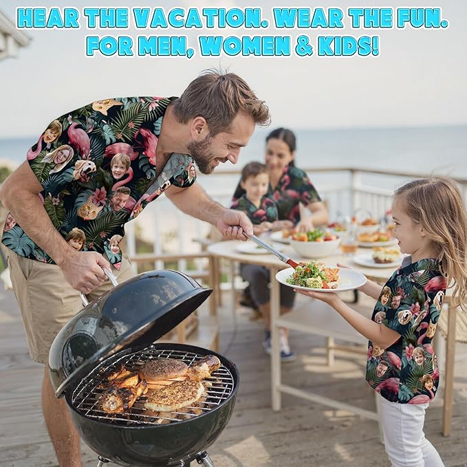Custom Hawaiian Shirt with Face Photo Picture for Men Women Kids Youth Adult, Tropical Personalized Hawaiian Shirts Gift