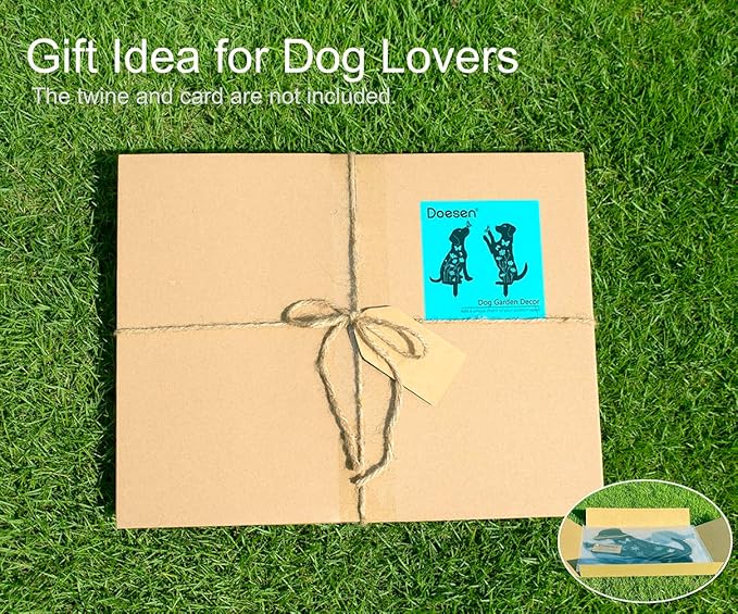 Metal Dog Garden Decor for Outside (2 Pack), 17" Puppy Decorative Garden Stakes, Black Dog Silhouette Outdoor Dog Decor, Dog Yard Art, Weather Resistant Steel Dog Yard Decor for Dog Lovers