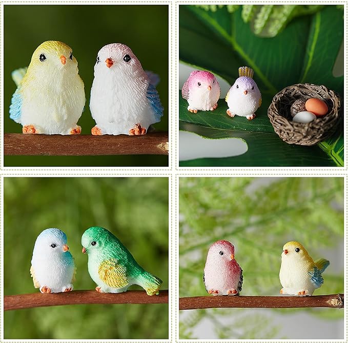 Jetec 30 Pieces Garden Accessories Bird Decorative Figurines Miniature Bird Figurines for Garden, Dollhouse Miniature, Cake Topper, Micro Landscape, Yard Bonsai Decal, Home Decoration