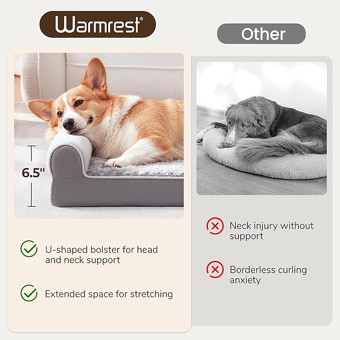 Large Dog Beds Large Sized Dogs, Orthopedic XXL XL Dog Bed for Medium Size Dogs, Big Waterproof Couch Sofa with Removable Washable Cover for Pet, Light Grey, 36"*27"*6.5"