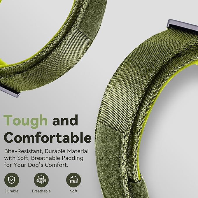 2025 Upgrade Waterproof AirTag Dog Collar, Military Tactical Dog Collar with AirTag Holder, Comfortable Control Handle and Metal Buckle, GPS Dog Collar Holder for Medium to Large Dogs (ArmyGreen, XL)
