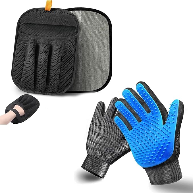 3 PCS Pet Hair Removal Glove and Pet Grooming Glove Kit for Cats & Dogs, Pet Hair Gloves & Dog Washing Gloves ，Reusable Magic Brush Pet Hair Remover Tool for Laundry，Carpet,Car Seat，Couch