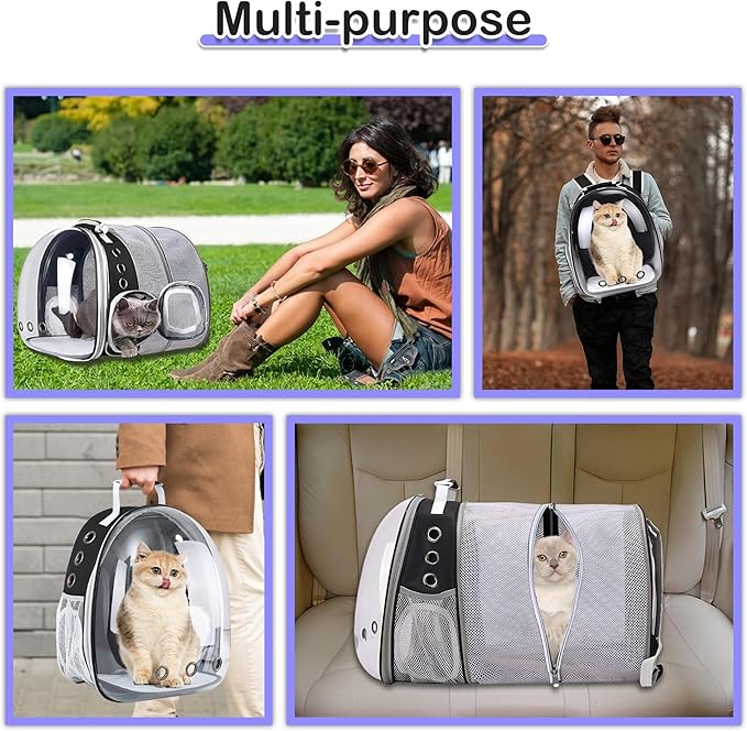 Expandable Cat Backpack Carrier Bubble for Large Cats 20 lbs, Airline Approved Pet Carrier Backpack for Small Dogs Kitten