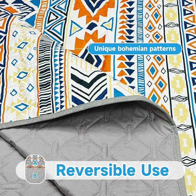 Waterproof Dog Blanket, Bohemian Dog Bed Cover Pet Blanket, Reversible Sofa Couch Cover for Dogs Washable, Protect Furniture Bed Couch Sofa for Puppy Cat (Blue Medallion, 52×82 Inch)