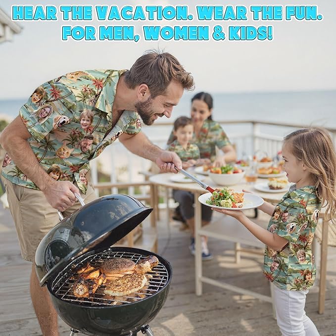 Custom Hawaiian Shirt with Face Photo Picture for Men Women Kids Youth Adult, Tropical Personalized Hawaiian Shirts Gift