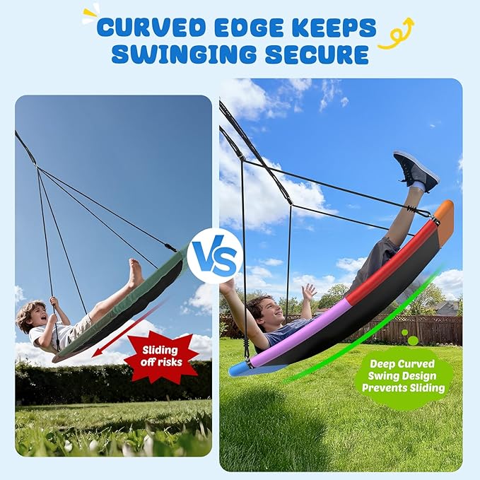 Trekassy 700lb 60" Skycurve Platform Tree Swing for Kids and Adults Wear- Resistant with 2 Hanging Straps