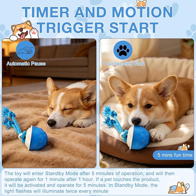 Interactive Dog Ball Toy (3.35x2.76in), 2026 Upgraded Automatic Rolling Ball with 3 Modes, USB Rechargeable, Smart Motion Pet Ball, for Small Medium Large Dogs Indoor Outdoor Play (Orange)