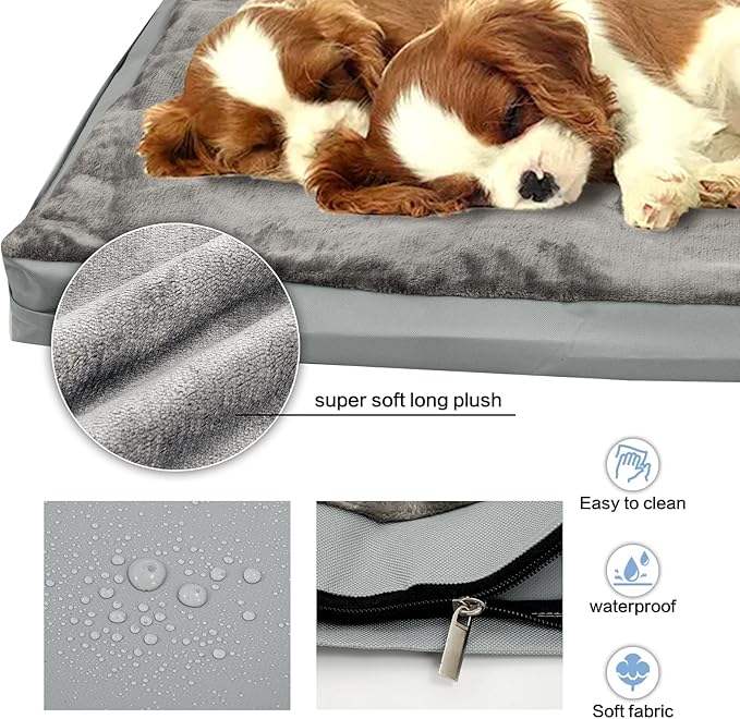 Waterproof Dog Bed Cover,Washable Removable Pet Dog Bed Replacement Cover for 48 Inch Crate,Water Absorbable Pet Puppy Bed Covers for Dogs Cat,46Lx29Wx4H inch