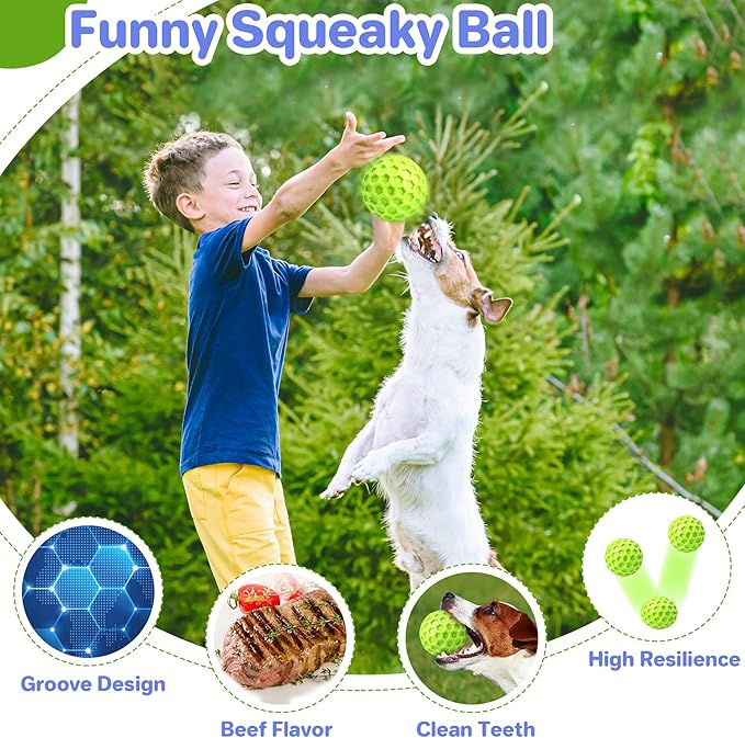 Interactive Squeaky Dog Balls Puppy Toys, Dog Toys for Small Dogs, Puppy Chew Toys for Teething and Relax, Dog Chew Toy Balls Small Dog Toys for Small Breed, Outdoor Dog Toys