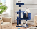 Cat Tree Tower, 36" Small Cat Tower for Indoor Cats with Cat Scratching Post with Bed, Cat Condo, Multi-Level Cat Climbing Tower Cat Trees Cat Furniture Activity Center, Navy Blue