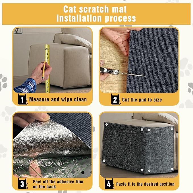 Cat Scratch Mat, 3PCS 39.4"x11.9" DIY Trimmable Self-Adhesive Cats Scratching Mat, Couch Protector from Cats Claw, Cat Scratch Furniture Protector Or Couch Protector (Dark Gray)