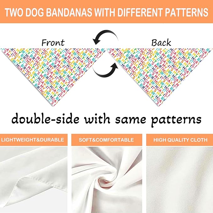 Birthday Dog Bandanas 1 Pack, Colorful HBD Dog Scarfs for Boy and Girl, Pet Scarves for Boy and Girl Bandanas for Small Medium Large Dogs (It's My Birthday, One Size)