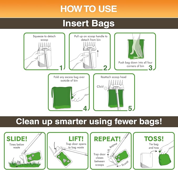 Neater Pet Brands Lift N’ Bag 2.0 Dog Pooper Scooper with Bag Attachment & 22" Pole for Small to Large Dogs, New & Improved Design, 15 Refill Bags, Heavy Duty Dog Poop Scooper for Yard, One-Hand Use
