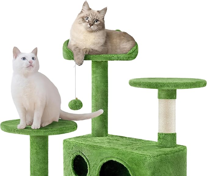 Yaheetech 62in Cat Tree Cat Tower for Indoor Kittens, Pet Furniture w/Double Condo, Scratching Posts, Multiple Platforms and Balls for Kitty, Green