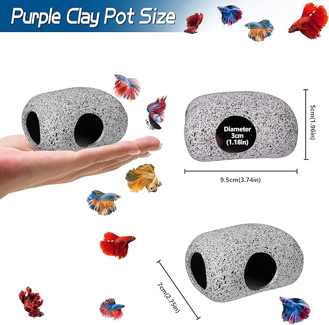 Aquarium Decorations Cave Fish Tank Accessories Rock Decor for Shrimp Cichlid Hiding Breeding Small Fish Bowl Hide Decoration Betta Toys Hideout Stones House（Small）