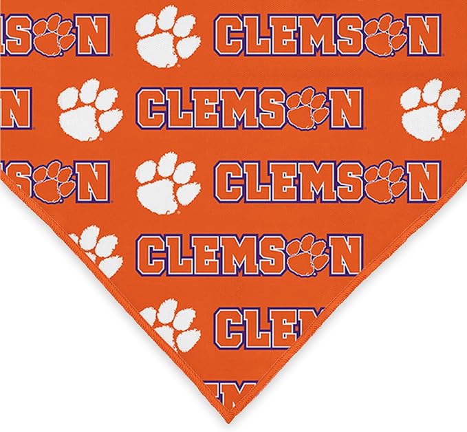 Clemson Tigers Officially Licensed Bandana for Dogs and Cats | Fits Pets Great Gift Idea | Easy-to-Tie (Large, 28"