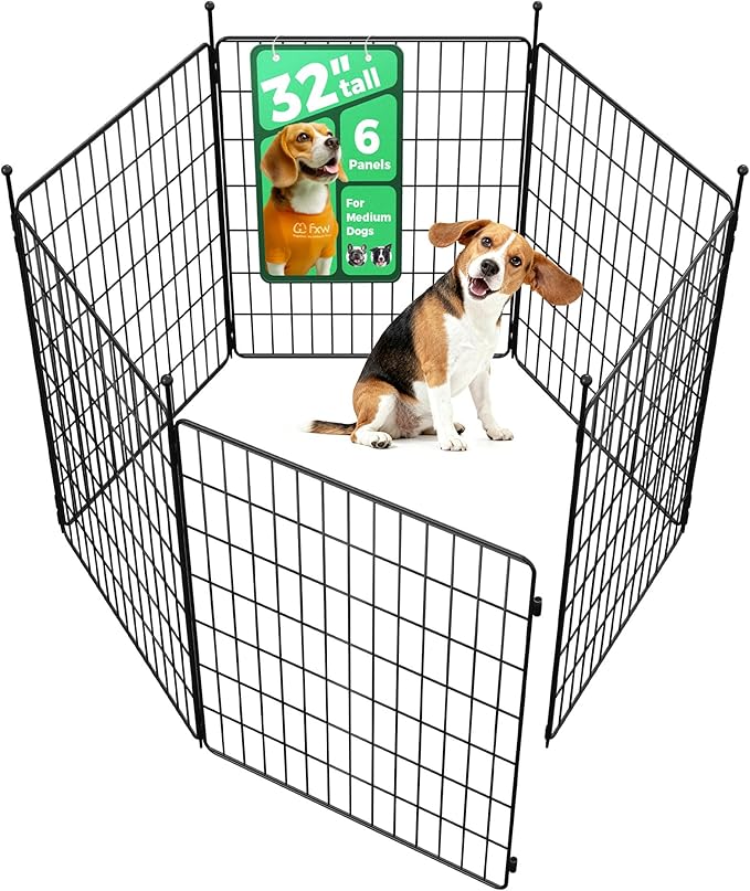 FXW MiniPaws Unleashed Dog Playpen, Expandable & Portable Design for Yard, RV Camping and Indoor Use, for Small and Medium Dogs, 32-inch 6 Panels