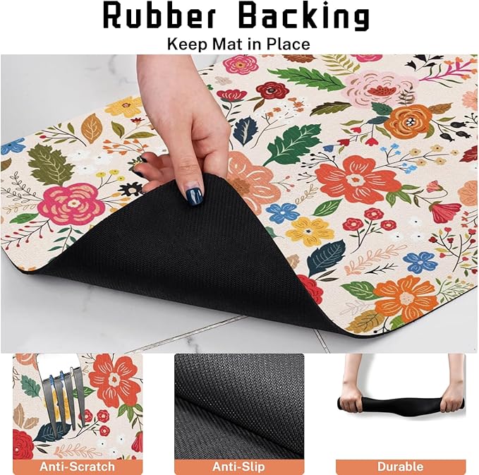 Absorbent Pet Dog Bowl Mat for Food and Water, Pet Cat Food Feeding Mat with Non Slip Rubber Backing, Dog Food Mats for Floors Waterproof, 17"x30"