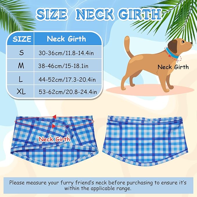 Talltalk 5 Pieces Dog Cooling Bandanas Neck Wraps Ice Scarf Pet Dog Cooling Collar Hunting Training Hiking Camping Accessories for Summer(Plaid,XL)