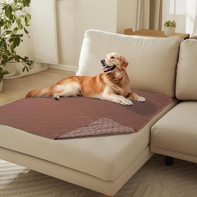 Luciphia 100% Waterproof Couch Cover Blanket for Dogs Anti-Slip Pet Couch Protector Sofa Mat Puppy Cat Blanket with Non-Slip Bottom, Coffee Brown, 40x50 Inch