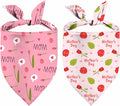 Mothers Day Dog Bandanas, 2 Pack Reversible Super Mom Pet Scarf for Boy and Girl, Triangle I Love My Mom Bandana for Small Medium Large and Extra Large Dogs