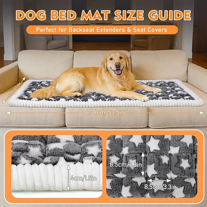 Car Back Seat Mat for Dog 53"x24" Dog Bed for Car Scratch Proof Non Slip Thick Odorless Non Fading Pet Travel Cushion Bed Overlay for Hard Bottom Extender & Cat Rabbit Pet Car Seat Cover Protector