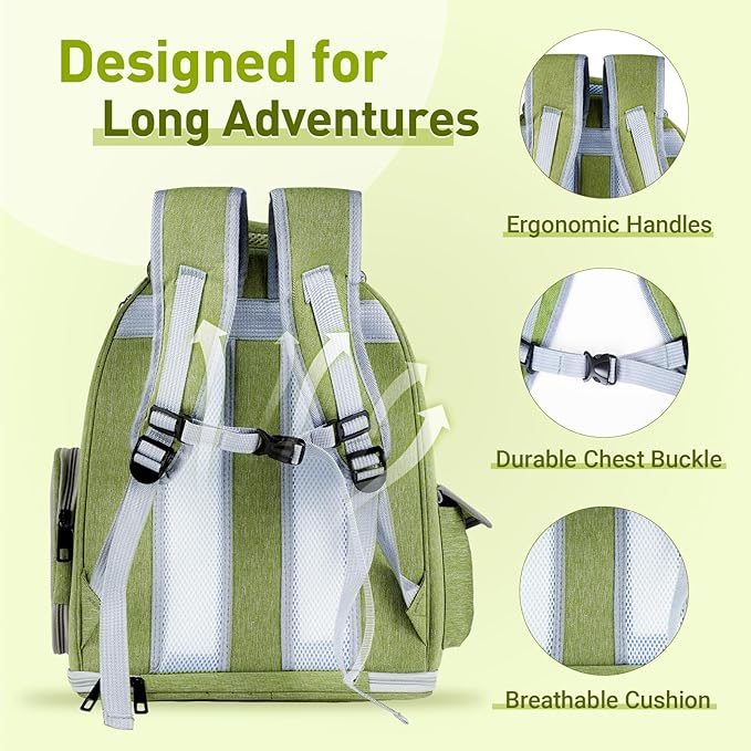 Pawstrip Cat Backpack Carrier with Large Space Bubble Window, Airline Approved Breathable Pet Carrier for Small Dogs Cats up to 15lbs, Foldable for Travel Hiking & Outdoor Use