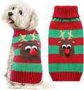 Dog Cat Christmas Sweater Boy Girl Ugly Reindeer Xmas Pet Clothes Holiday Puppy Costume New Year Gifts for Small Medium Large Dogs Outfits (XS, Red Green Stripe Reindeer)