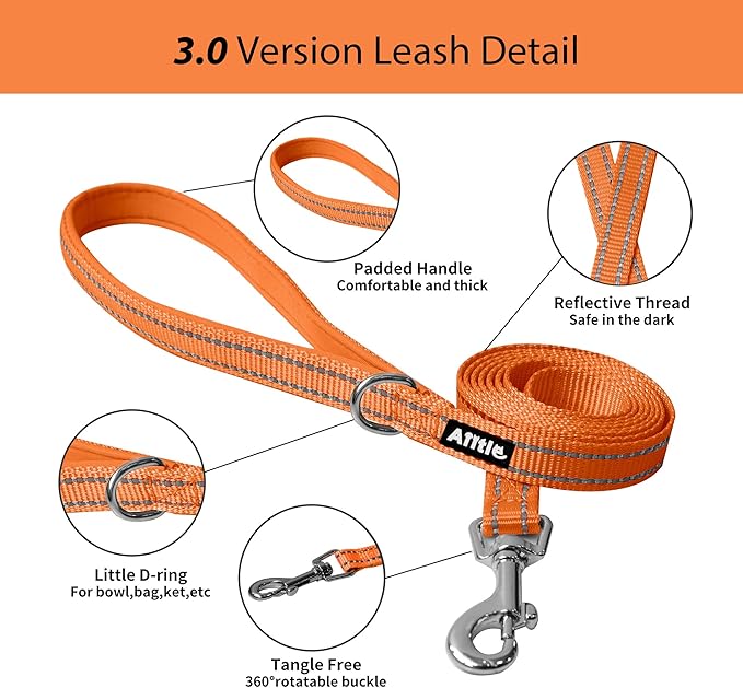 AIITLE Easy Walk Dog Harness and Leash Set - Pet Supply No Pull, Step in Adjustable Dog Harness with Padded Vest, Dog Harness No Choke Over, Easy to Put on Medium Dogs Orange L