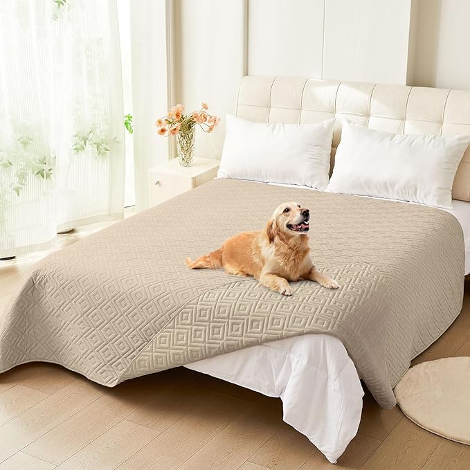 hyha Waterproof Dog Blanket, Soft Dog Bed Cover Pet Blankets, Waterproof Sofa Couch Cover for Dogs Washable, Reversible Pet Couch Covers for Sofa Furniture (68x82 Inch, Taupe/Taupe)