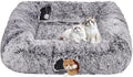 Extra Large Cat Tunnel Bed, 4 Ways Tunnels for Indoor Cats, Multi-cat Family Pet Bed & Cave, Plush Cat Donut with Washable Middle Mat, Exit Balls, Pet Play Toy for Kitten Puppy Rabbit, Dark Grey